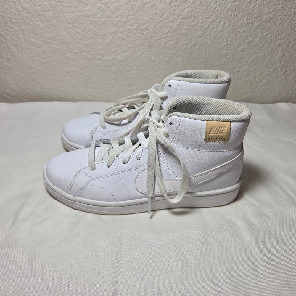 Nike Court Royale 2 Mid White Tan Leather Patch Sneakers CT1725-101 Mens 6.5